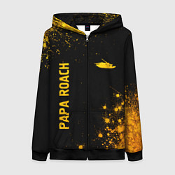 Толстовка на молнии женская Papa Roach - gold gradient: надпись, символ, цвет: 3D-черный