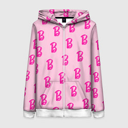 Толстовка на молнии женская Барби паттерн буква B, цвет: 3D-белый