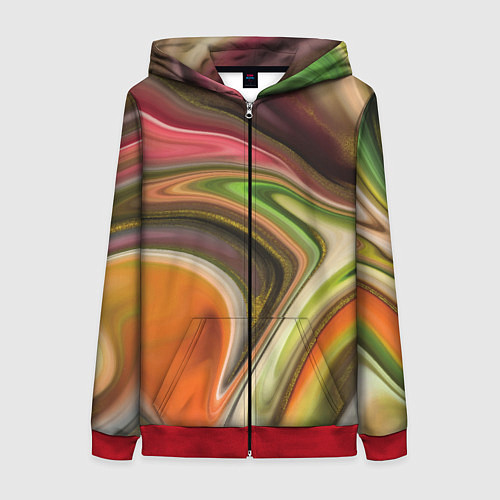 Женская толстовка на молнии Waves colors / 3D-Красный – фото 1