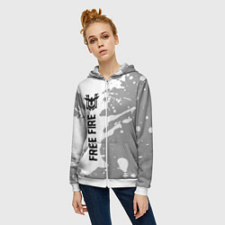 Толстовка на молнии женская Free Fire glitch на светлом фоне: по-вертикали, цвет: 3D-белый — фото 2
