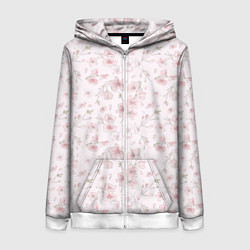 Женская толстовка на молнии Акварельный паттерн цветов сакуры