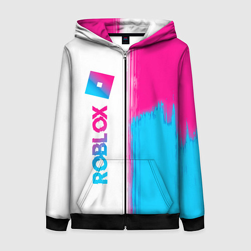 Женская толстовка на молнии Roblox neon gradient style: по-вертикали / 3D-Черный – фото 1