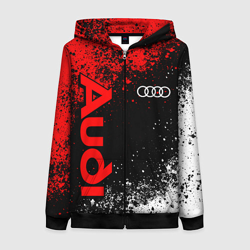 Женская толстовка на молнии Ауди - красный и белый / 3D-Черный – фото 1