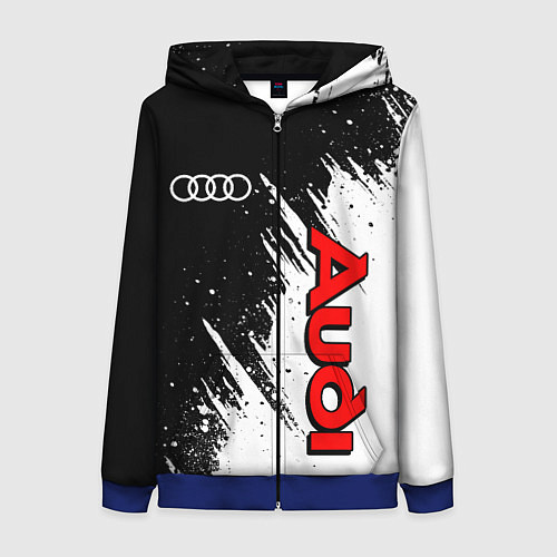 Женская толстовка на молнии Ауди - белые потертости / 3D-Синий – фото 1