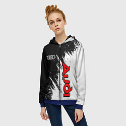 Толстовка на молнии женская Ауди - белые потертости, цвет: 3D-синий — фото 2