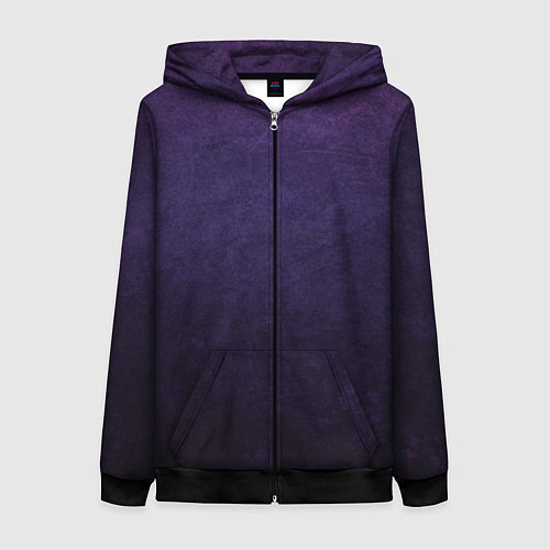 Женская толстовка на молнии Фиолетово-черный градиент / 3D-Черный – фото 1