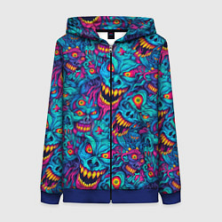 Толстовка на молнии женская Неоновые монстры - graffiti art style pattern, цвет: 3D-синий