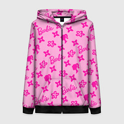 Толстовка на молнии женская Барби паттерн розовый, цвет: 3D-черный