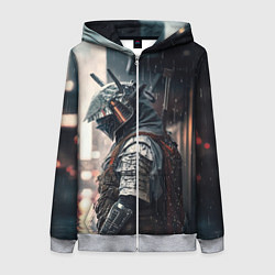 Женская толстовка на молнии Кибернетический самурай