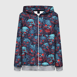 Толстовка на молнии женская Monster skulls pattern, цвет: 3D-меланж