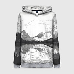 Женская толстовка на молнии Минималистичный пейзаж чб