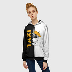 Толстовка на молнии женская Собака в кепке таксиста, цвет: 3D-черный — фото 2