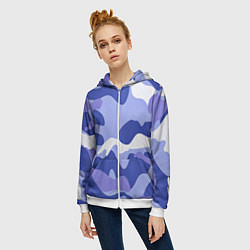 Толстовка на молнии женская Камуфляжный узор голубой, цвет: 3D-белый — фото 2