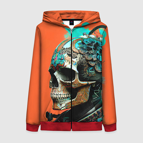 Женская толстовка на молнии Art skull - irezumi - Japan / 3D-Красный – фото 1