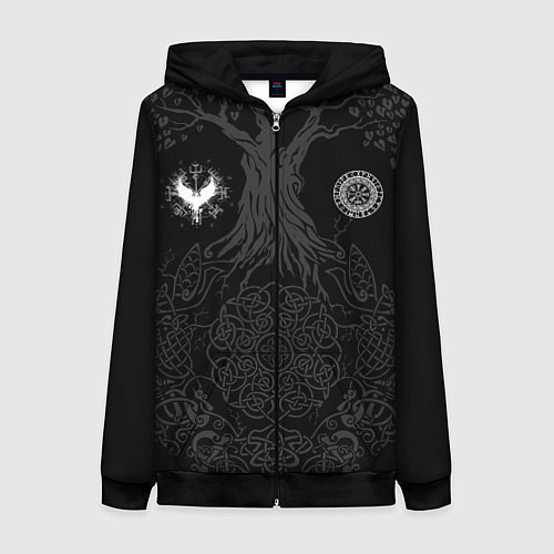 Женская толстовка на молнии Руническая / 3D-Черный – фото 1