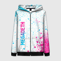 Женская толстовка на молнии Megadeth neon gradient style: надпись, символ