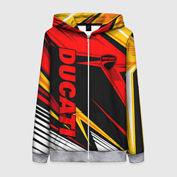 Толстовка на молнии женская Ducati - red uniform, цвет: 3D-меланж