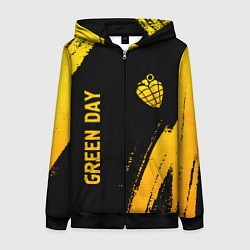 Женская толстовка на молнии Green Day - gold gradient: надпись, символ