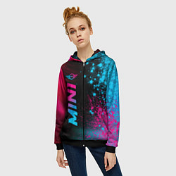 Толстовка на молнии женская Mini - neon gradient: по-вертикали, цвет: 3D-черный — фото 2