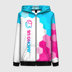 Женская толстовка на молнии Among Us neon gradient style: по-вертикали