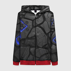 Женская толстовка на молнии Черные плиты с синей вставкой