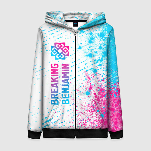 Женская толстовка на молнии Breaking Benjamin neon gradient style: по-вертикал / 3D-Черный – фото 1