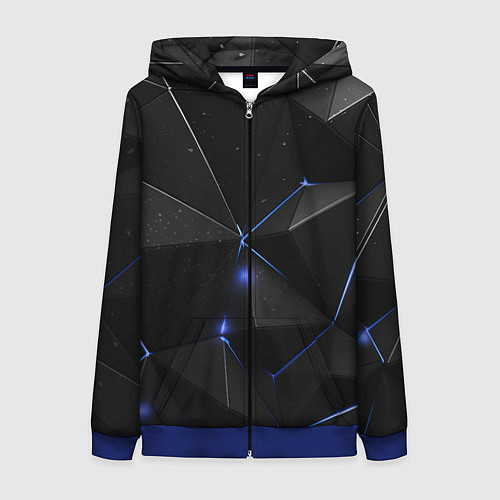 Женская толстовка на молнии Black geometry texture / 3D-Синий – фото 1