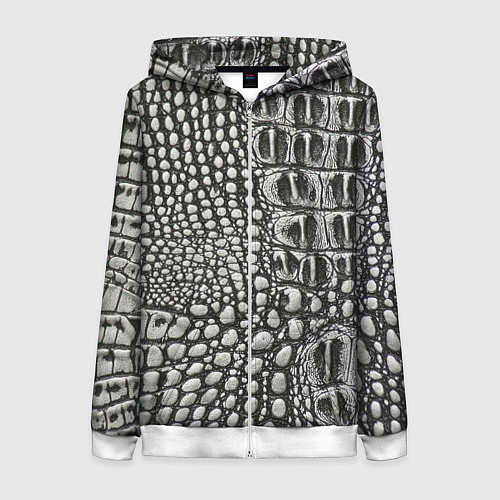 Женская толстовка на молнии Кожа крокодила - текстура / 3D-Белый – фото 1