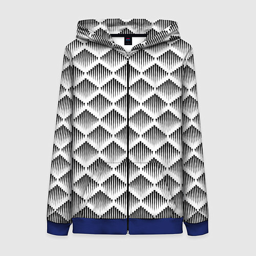 Женская толстовка на молнии Ромбы из черных треугольников / 3D-Синий – фото 1