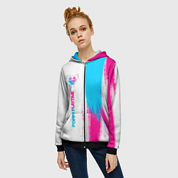 Толстовка на молнии женская Poppy Playtime neon gradient style: по-вертикали, цвет: 3D-черный — фото 2