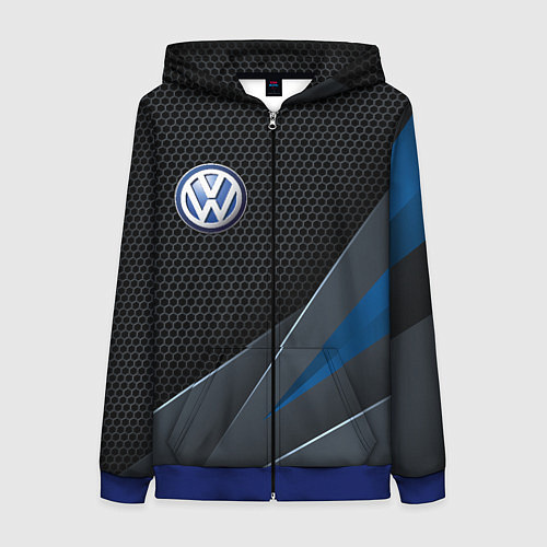 Женская толстовка на молнии Фольцваген - синяя броня / 3D-Синий – фото 1