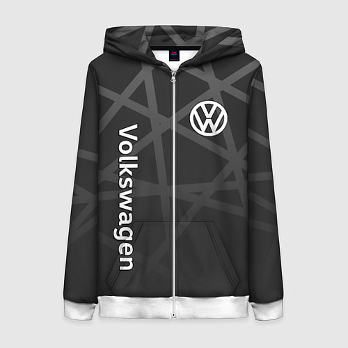 Женская толстовка на молнии Volkswagen - classic black / 3D-Белый – фото 1