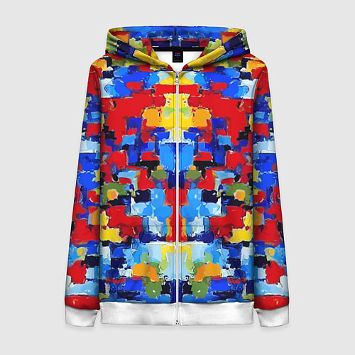 Женская толстовка на молнии Colorful abstraction - vogue - paint / 3D-Белый – фото 1