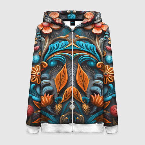 Женская толстовка на молнии Mirrow floral pattern - art - vogue / 3D-Белый – фото 1