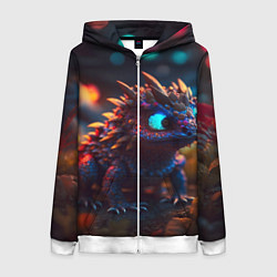 Толстовка на молнии женская Дракончик и осень, цвет: 3D-белый