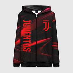 Толстовка на молнии женская Juventus black red logo, цвет: 3D-черный