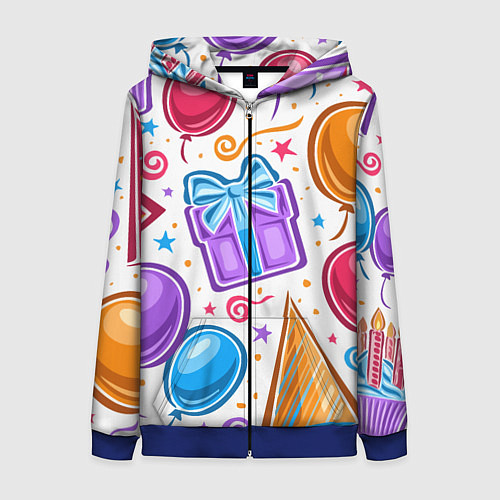 Женская толстовка на молнии Вечеринка / 3D-Синий – фото 1