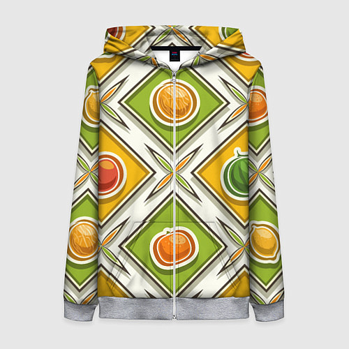 Женская толстовка на молнии Fruits and berries pattern / 3D-Меланж – фото 1