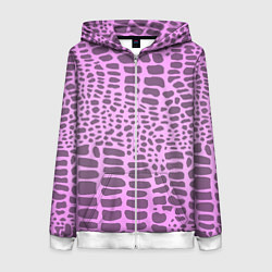 Толстовка на молнии женская Розовая рептилия, цвет: 3D-белый