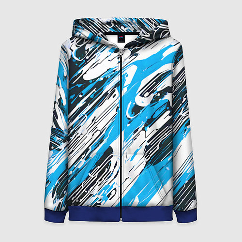 Женская толстовка на молнии Спонтанные брызги голубые / 3D-Синий – фото 1