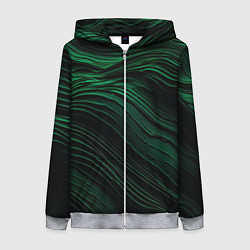 Толстовка на молнии женская Dark green texture, цвет: 3D-меланж