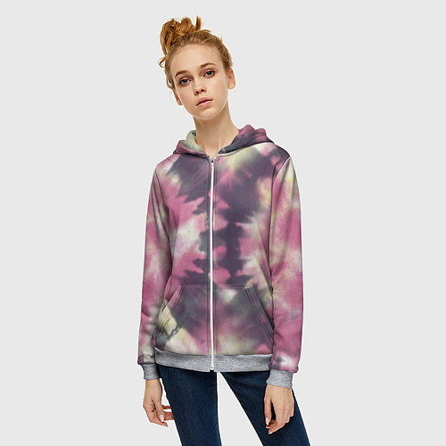 Женская толстовка на молнии Tie-Dye дизайн / 3D-Меланж – фото 3