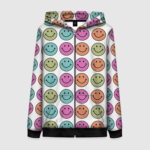 Женская толстовка на молнии Smiley face / 3D-Черный – фото 1