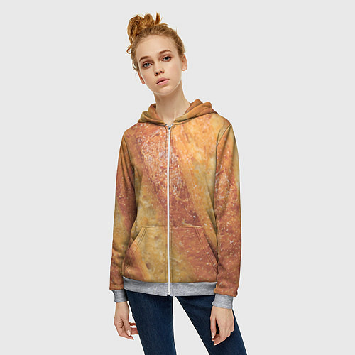 Женская толстовка на молнии Корочка батона / 3D-Меланж – фото 3