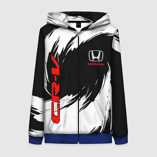 Женская толстовка на молнии Honda - белые краски / 3D-Синий – фото 1