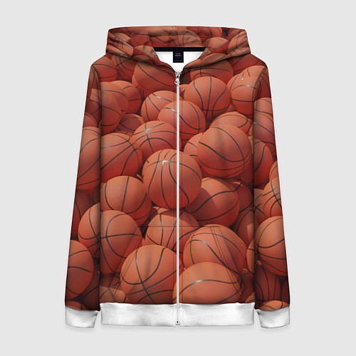Женская толстовка на молнии Узор с баскетбольными мячами / 3D-Белый – фото 1