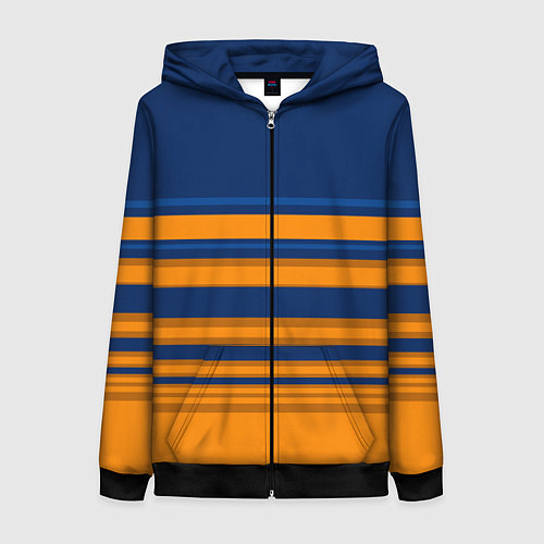 Женская толстовка на молнии Желто-синий полосатый узор / 3D-Черный – фото 1