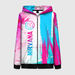 Женская толстовка на молнии Nirvana neon gradient style: по-вертикали