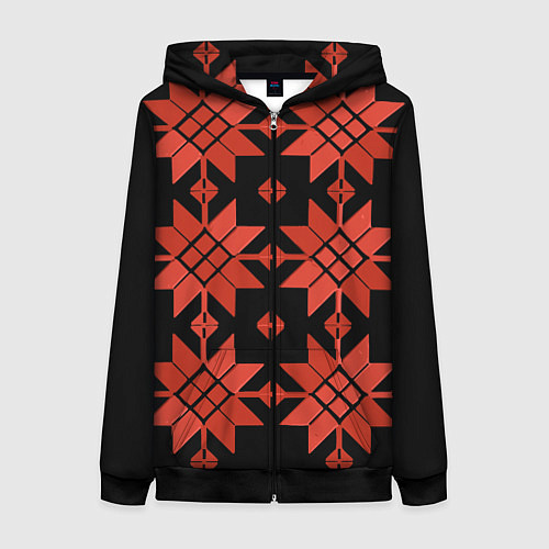 Женская толстовка на молнии Удмуртский - вертикаль black / 3D-Черный – фото 1