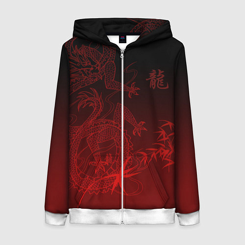 Женская толстовка на молнии Дракон в градиенте / 3D-Белый – фото 1